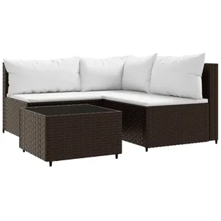 vidaXL 4-tlg. Garten-Lounge-Set mit Kissen braun/weiß