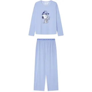 Women'secret Damen Long Multilicense Lucky Love Snoopy Pyjama, blau, 38