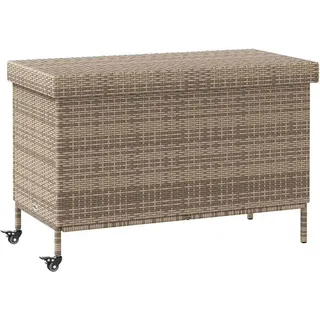 Gartentruhe mit Rollen Grau 110x55x73 cm Poly Rattan - Grau