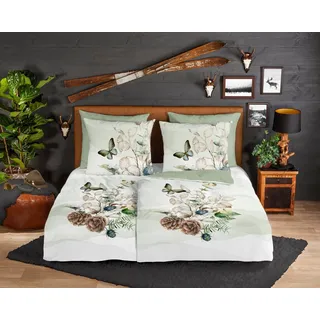 Muller Textiles Good Morning Flanell-Bettwäsche-Set Marjan grün - 155x220 cm