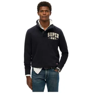 Superdry Vintage Athletic Half Button Sweatshirt - Eclipse navy - S