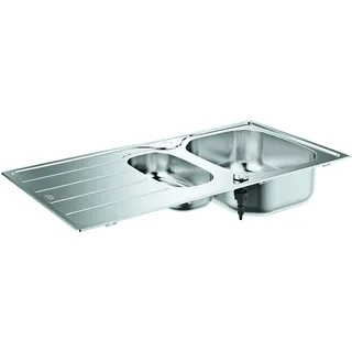 Grohe K200 1,5 Becken rechts Auflagespüle Edelstahl silber Handbetätigung 965 x 500 mm