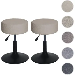 2er-Set Hocker HWC-C22, Sitzhocker Schminkhocker, höhenverstellbar drehbar Ø 37cm Stoff Bouclé 450g/