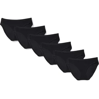 Amazon Essentials Damen Bikinihose aus Baumwolle (in Übergröße erhältlich), 6er-Pack, Schwarz, 5XL Große Größen