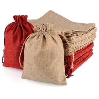CLTPY 30 Stück Jutesäckchen 15x20 cm mit Kordelzug, Geschenktüten Baumwollsäckchen Stoffsäckchen für Adventskalender Geschenksäckchen für Schmuck Hochzeit Mitbringsel Weihnachten