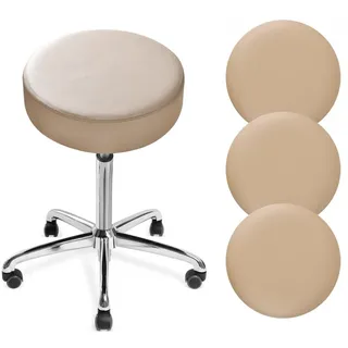 DONGKER Hocker Bezug Rund, 4 Stück PU-Leder Hockerbezug, Durchmesser 30-36cm, Dehnbar Knitterfrei Hocker Rundbezug für den bezug für Barhocker Rund