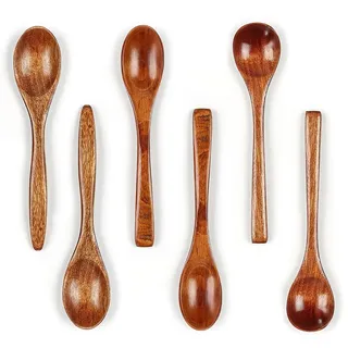 EIYVPRA Honiglöffel Holz, 6 Stück honiglöffel Handgefertigter Holzlöffel Klein Natürliches Nanmu Suppenlöffel Mischen Rühren Kochen Wooden Spoon für Heiße Schokolade Honig Kaffee Tee Küchenzubehör