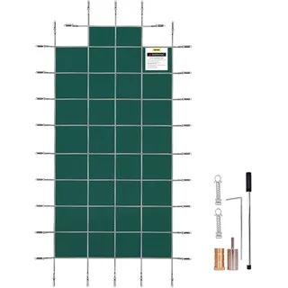 VEVOR Sicherheitsabdeckung für ausgehöhlte Pools 5,5 x 11 m, grünes Netz mit zentralen Endstufen 1,2 x 2,4 m, robuste Sicherheitsabdeckung für Winterpool, gegen Sonne, Wind