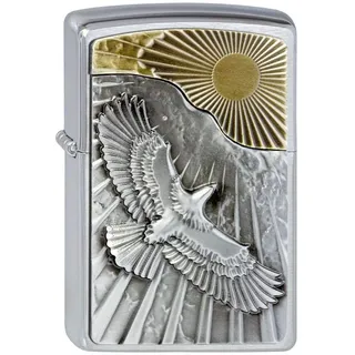 Zippo 2003192 Eagle Sun-Fly Emblem Benzinfeuerzeug, Messing
