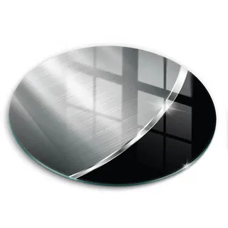 Wallfluent Glasplatte Ø 30 cm Metallische Abstraktion , Alufarben , Glas , Rund , 30x30 cm , Küchenzubehör, Schneidebretter