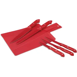 RENBERG MILKY - Messer- und Schneidebrett-Set - Kochmesser, Brotmesser, Knochenmesser, Ausbeinmesser, Mehrzweckmesser, Sparschäler - Edelstahl Antihaftbeschichtung - ergonomischer Griff