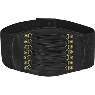 W WIDMANN MILANO Party Fashion - Stretch Korsett Gürtel für Damen | Breiter Taillengürtel mit Schnürung und Stretch-Einsatz für Piraten-, Hexen- und Steampunk-Kostüme
