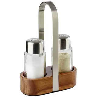 APS 40435 Menage "WOOD", 11,5 x 5,5 cm, Höhe 17 cm, Set bestehen aus: Salz- und Pfefferstreuer, Ständer