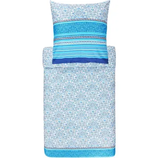 Bassetti Mako-Satin Bettwäsche-Garnitur Arona Farbe Blau B1 Größe 135x200cm+80x80