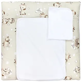 TupTam Wickelauflage mit 2 wasserfesten Frotteebezügen – weich gepolstert & hautfreundlich MAR02579, Farbe: Giraffe Beige, Größe: 65 x 75 cm