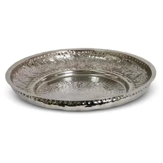 Rundes Servier- und Dekotablett der Serie Anteia in Silber, 44 cm Durchmesser - Silber