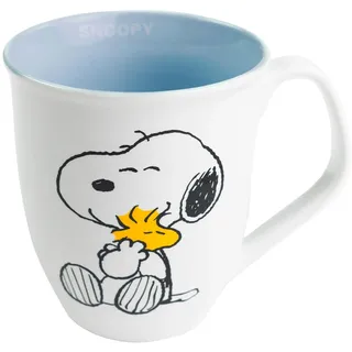 United Labels The Peanuts Tasse Snoopy 280 ml, Blau Weiß, Kaffeebecher aus Keramik, Kaffeetasse