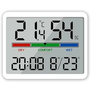 Colexy Digitaler Wecker, Kleine LCD-Display mit Temperatur & Luftfeuchtigkeit, 12/24 Std. & °C/°F, Magnetisch, Batteriebetriebene Tischuhr für Zuhause, Büro, Schule und Reisen (Weiß2)