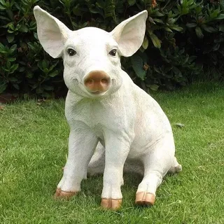 Gartenfigur Schwein Ferkel ca. 46cm sitzend 2172 Haus Garten lebensecht Figur - mehrfarbig - Lebensgroß