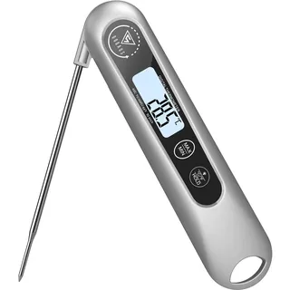 DOQAUS Grillthermometer Digitales Bratenthermometer Fleischthermometer Thermometer Kochen Küchenthermometer mit 3s Sofortiges Auslesen&Langer Sonde,für Braten,Kochen,Grillen,BBQ,Backen-Silber