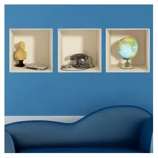 Ambiance Wandsticker 3D-Effekt Globus und Telephon, 30 x 90 cm