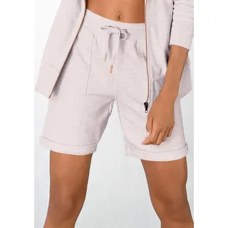 Bermudas BENCH. LOUNGEWEAR, Damen, Gr. 32/34, N-Gr, beige (beige, meliert), Sweatware, Obermaterial: 90% Baumwolle, 10% Polyester, meliert, unifarben, Basic, Basic ca. Mitte Oberschenkel, Hosen Bermudas, mit aufgeschlagenen Beinsäumen und seitlichen Taschen, Loungewear, Topseller
