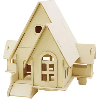 3D-Holzpuzzle, Haus mit Garage und Auffahrt, Größe 22,5x17,5x20,5 , Sperrholz, 1Stck
