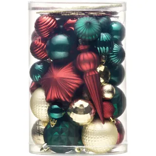 Valery Madelyn 60 stück Weihnachtskugeln für Weihnachtsdeko,Rot Grün Gold Christbaumkugeln Set Weihnachtskugel Bruchsicher,Weihnachtsbaumschmuck Christbaumschmuck mit Aufhänger,Deko Weihnachten