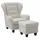 Ohrensessel Alexander Mikrofaser 92 x 103 x 93 cm Grau mit Hocker