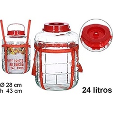 BOTE CRISTAL CON ASA ROJA 24 LITROS