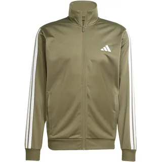 adidas Herren SPORTSWEAR BASIC 3 STRIPES TRICOT TRACKSUIT, olive strata/white, XS