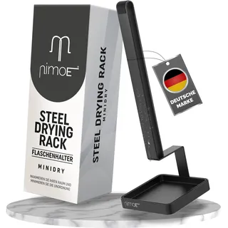 NIMOE® MiniDry | minimalistischer Flaschenhalter für Jede Flasche | platzsparendes Abtropfgestell für Deine Küche, kompatibel mit SodaStream, Aarke, Brita | Abtropfständer rostfrei (Dark Grey)