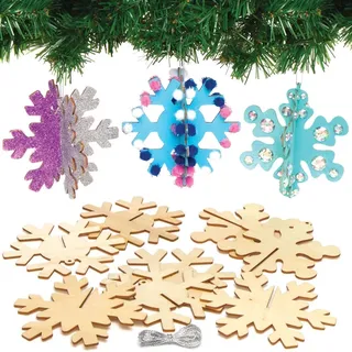Baker Ross AX403 3D Schneeflocken Deko Aus Holz Bastelset Für Kinder - 6 Stück, Festliche Kreativsets Und Bastelbedarf Zum Basteln Und Dekorieren Zur Weihnachtszeit, Mittel