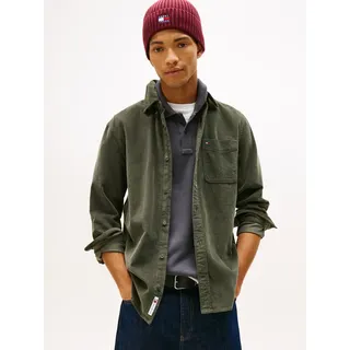 Tommy Jeans Langarmhemd »TJM BABY CORD SHIRT EXT« Cordhemd Regular Fit, Button-down-Kragen, grün