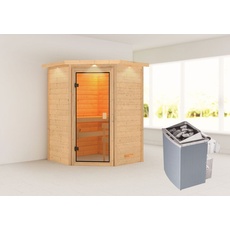Bild Woodfeeling Sauna Antonia 9 kW Ofen integr. Strg., LED-Dachkranz