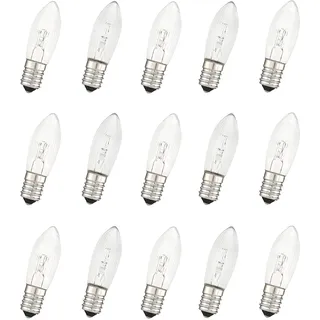 MeetUs 15x E10 Ersatz Glühbirnen Glühlampen Ersatzlampen Warmweiß 3W Ersatzbirnen für Schwibbogen Lichterbogen Leuchter Lichterkette Spitzkerze Topkerze 2700K (48V)