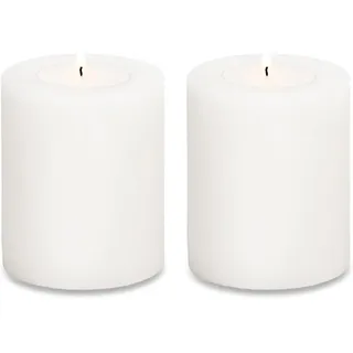EDZARD 2er-Set Teelichthalter Dauerkerze Cornelius (Höhe 9 cm, Ø 8 cm), weiß, hitzebeständig bis 90°, gefertig aus hochwertigen PE-HD Kunststoff