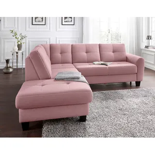 sit&more Ecksofa »Varese L-Form« mit Federkern, wahlweise mit Bettfunktion und Stauraum rosa