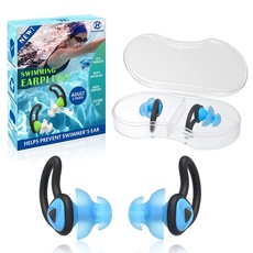 Hearprotek 2 Paare Ohrstöpsel Schwimmen, Silicone Wasserdichte Schwimmer Ohrstöpsel Gehörschutz-ohrschutz Gegen Wasser Erwachsene für Dusche, Pool, Baden(Hellblau)