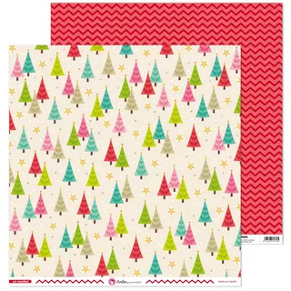 Anita y Su Mundo Kollektion Weihnachten Papier für Scrapbooking, Paper, Tannen, 30,5 x 30,5 cm