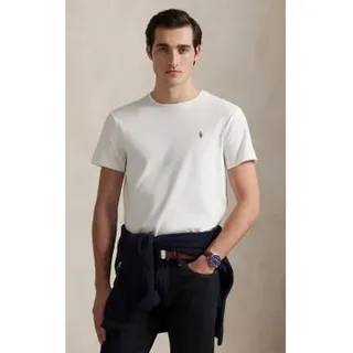 Polo Ralph Lauren für Herren. 710740727002 Kundenspezifisches Slim Fit Baumwoll-T-Shirt weiß (L), Lässig, Baumwolle, Kurzarm