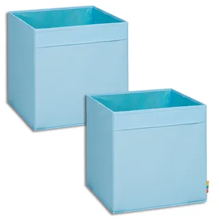 Storanda | 2er Set Aufbewahrungsbox Regal | Faltbare & Extra Stabile Kallax Boxen Aufbewahrung | Aufbewahrungskorb Regalbox für Würfelregal | Ideal für Zuhause & Kinderzimmer | 33x33x33 cm | Hellblau