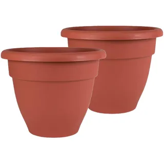 The HC Companies Karibik Pflanztopf - Outdoor & Indoor Pflanztopf mit Drainageloch & Stopfen - Rollrand Kunststofftöpfe für Pflanzen & Blumen - Dekorativer Pflanztopf (25,4 cm Ton, 2 Stück)