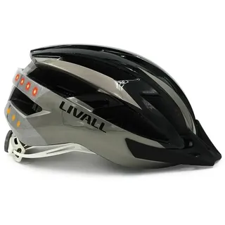 LIVALL MT1 Neo Smart Fahrradhelm, intelligenter MTB- & Urban-Helm mit LED-Rücklicht, Blinkern, Bremslicht, Bluetooth, SOS-Alarm, Anti-Loss, Auto On/Off, Unisex, Grau-Schwarz, Größe M 54-58 cm