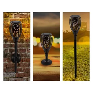 Svenska Living Gartenfackel LED Solarflamme 78cm - Schwarz