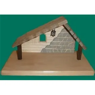 Holzhaus Krippenhaus geschnitzt mit Laterne NEU 9 cm Krippenstall Stallhaus