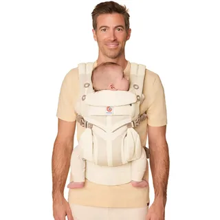 Ergobaby Babytrage für Neugeborene ab Geburt, Baby Tragesystem Omni Classic Mesh, Baby-Tragetasche Bauchtrage Rückentrage, Luminous Ivory