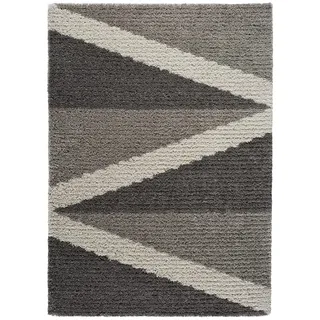 ECCOX - Gobi Hochflor-Teppich aus Polypropylen mit Jutefuß, weicher und strapazierfähiger Teppich, für Eingang, Wohnzimmer, Esszimmer, Schlafzimmer, Ankleidezimmer, Grau (160 x 230 cm)