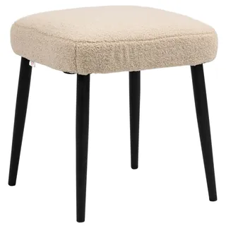 Homcom Sitzhocker Hocker quadratisch mit weichem Sitzkissen Stahlbeinen Fußhocker mit Kaschmir-Optik Polsterhocker Ottoman für Schlafzimmer, Wohnzimmer, Beige
