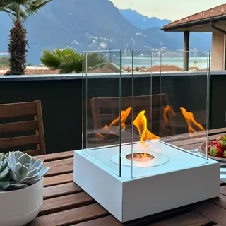 BIOKAMIN Freistehender Bioethanol Kamin 33 x 26 cm | Kompakter und moderner Ethanol-Kamin für stilvolle Wohnraumdekoration | Hause, Garten (Weiß) - Weiß
